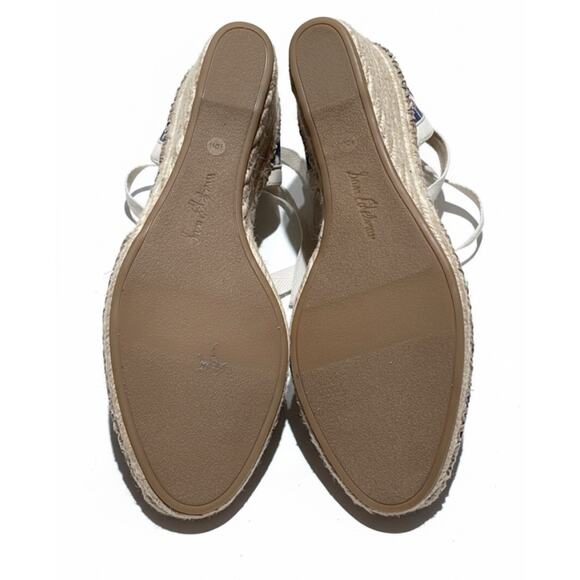 Sam Edelman 10.5 Denim Blue Red Stripe Espadrille Wedge Sandals Shoes Heels 10. - Picture 4 of 5